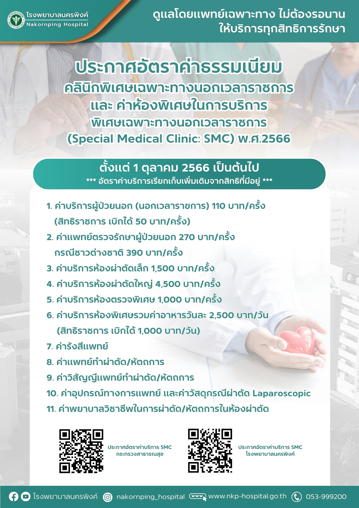 Special clinic outside of business hours (Nakornping Hospital)
